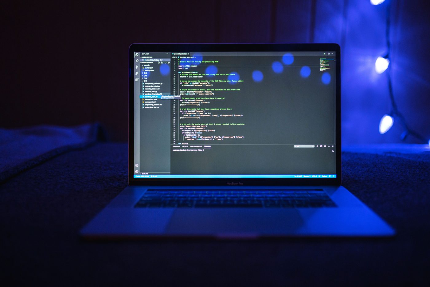Laptop showing programming code